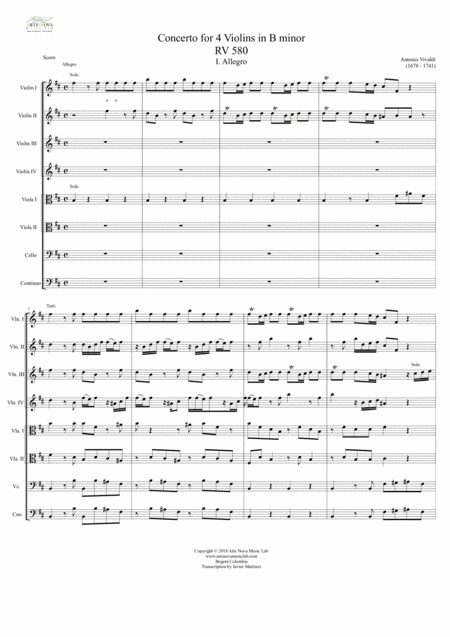 Concerto For 4 Violins In B Minor Rv 580 Page 2