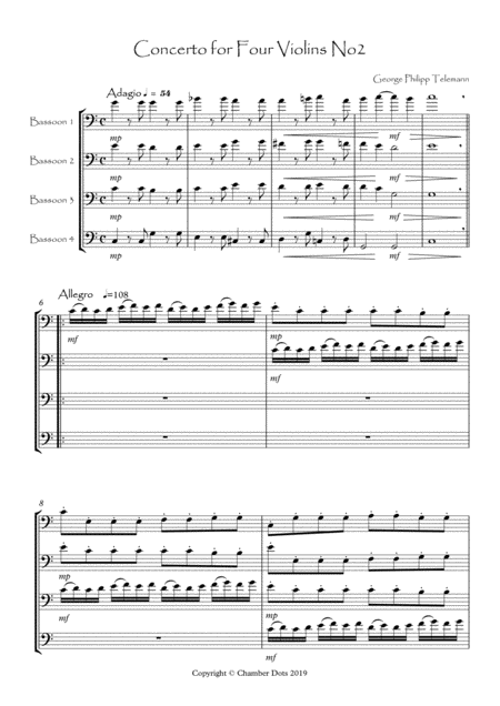 Concerto For Four Violins No2 Twv40 202 Page 2