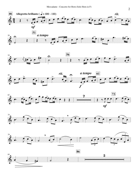 Concerto For Horns R Mercadante Solo Horn Part Only Full Band Accompaniment Available Separately Page 2