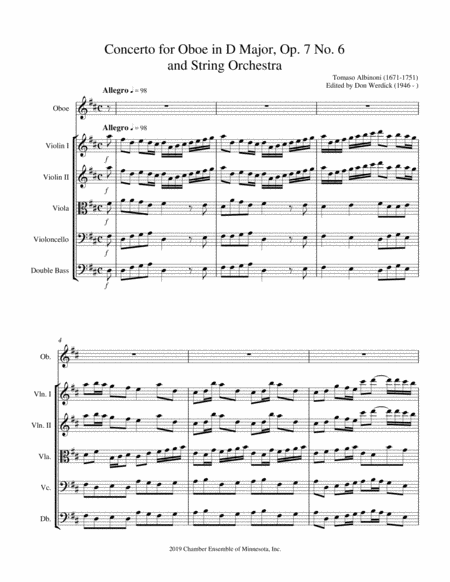 Concerto For Oboe In D Major Op 7 No 6 And String Orchestra Page 2