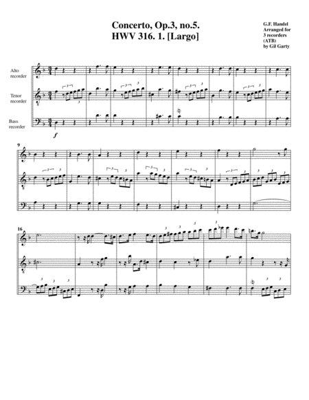 Concerto Grosso Op 3 No 5 Hwv 316 Arrangement For 3 Recorders Page 2