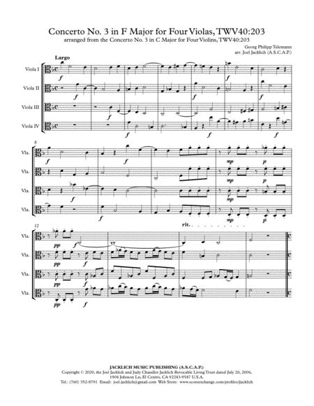 Concerto No 3 In F Major For Four Violas Unaccompanied Twv40 203 Page 2