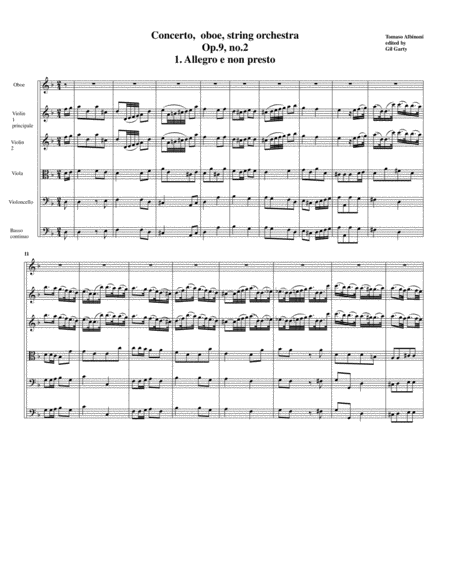 Concerto Oboe String Orchestra Op 9 No 2 D Minor Original Version Score And Parts Page 2