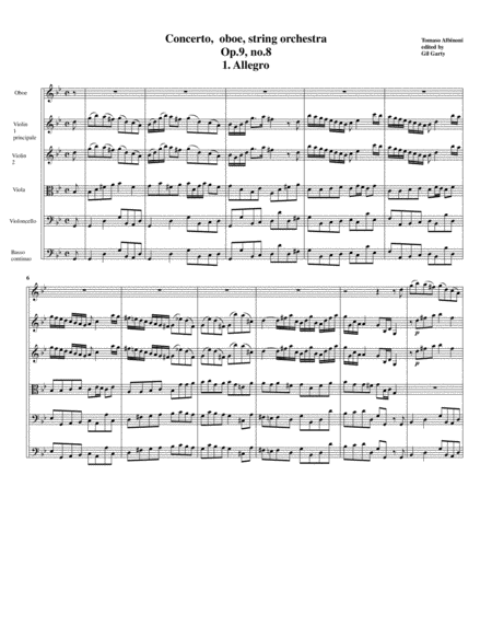 Concerto Oboe String Orchestra Op 9 No 8 G Minor Original Version Score And Parts Page 2