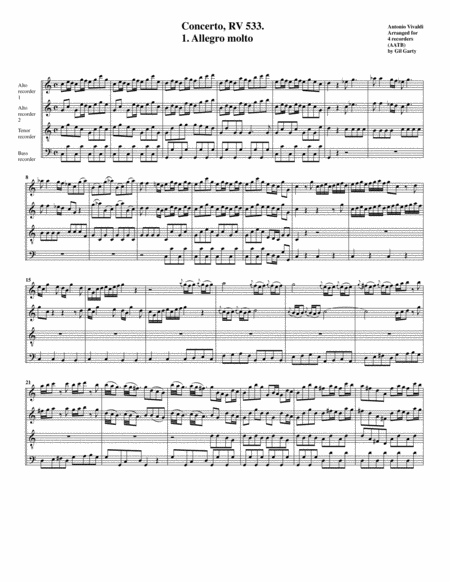 Concerto Rv 533 Arrangement For 4 Recorders Aatb Page 2
