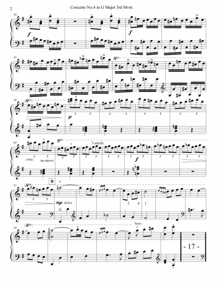 Concertos For Five Beethoven Piano Concerto In G Arr For String Quartet 3rd Mvnt Piano Solo Part Only Page 2