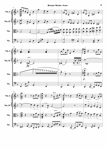 Consuelo Velzquez Besame Mucho Kiss Me Much For String Quartet Page 2