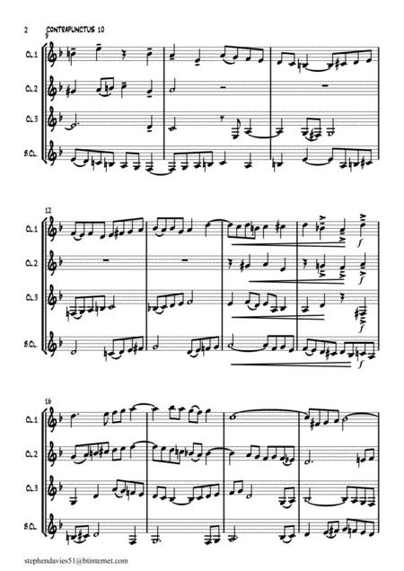 Contrapunctus 10 By Js Bach Bwv 1080 From The Art Of The Fugue For Clarinet Quartet Page 2