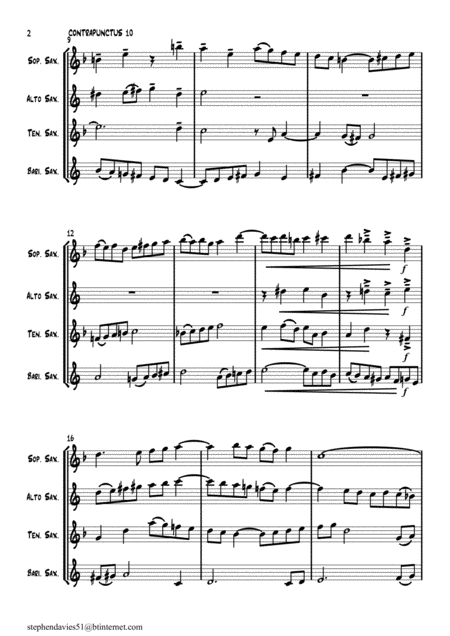 Contrapunctus 10 By Js Bach Bwv 1080 From The Art Of The Fugue For Saxophone Quartet Page 2