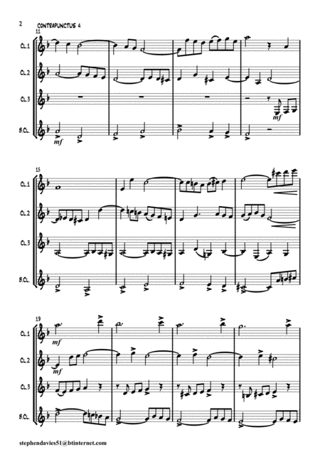 Contrapunctus 4 By Js Bach Bwv 1080 From The Art Of The Fugue For Clarinet Quartet Page 2