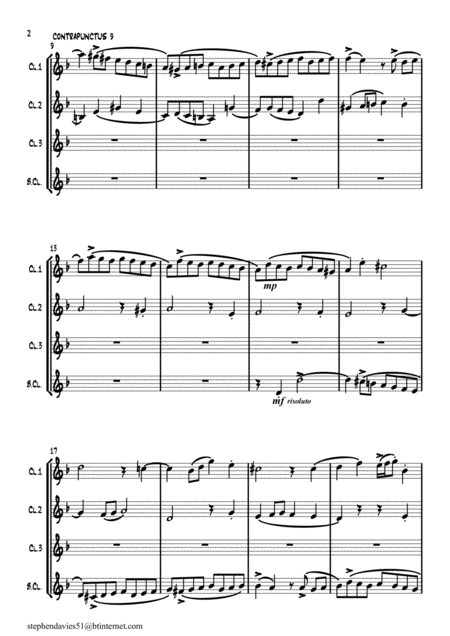 Contrapunctus 9 By Js Bach Bwv 1080 From The Art Of The Fugue For Clarinet Quartet Page 2