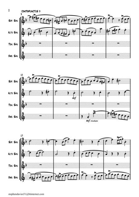 Contrapunctus 9 By Js Bach Bwv 1080 From The Art Of The Fugue For Saxophone Quartet Page 2