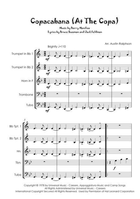 Copacabana At The Copa Brass Quintet Page 2