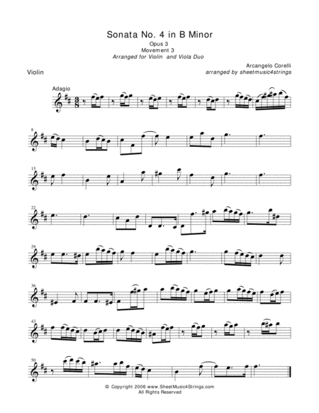 Corelli A Sonata No 4 Mvt 3 For Violin And Viola Page 2