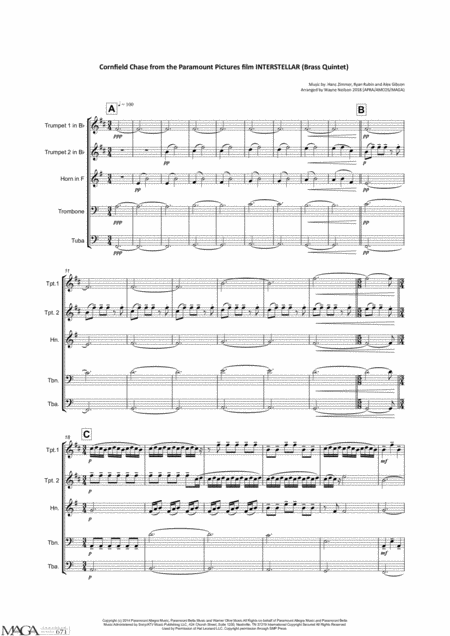 Cornfield Chase From The Paramount Pictures Film Interstellar For Brass Quintet Advanced Ensemble Series Page 2