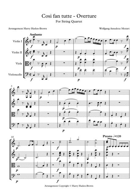 Cosi Fan Tutte Overture For String Quartet Page 2