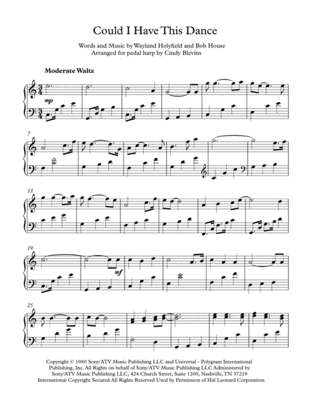 Could I Have This Dance Arranged For Pedal Harp Page 2