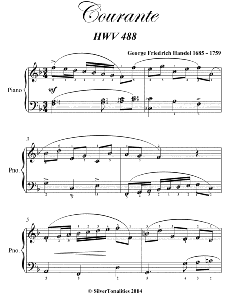 Courante Hwv 488 Elementary Piano Sheet Music Page 2