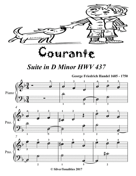 Courante Suite In D Minor Hwv 437 Easiest Piano Sheet Music Tadpole Page 2