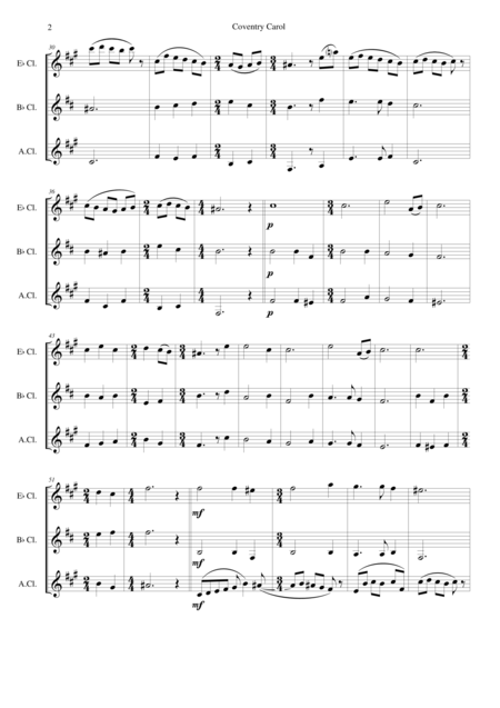 Coventry Carol For Clarinet Trio E Flat B Flat Alto Page 2