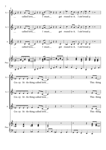 Crazy Little Thing Called Love Queen For Ssa Piano Page 2