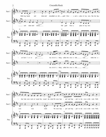 Crocodile Rock For 2 Part Choir Page 2