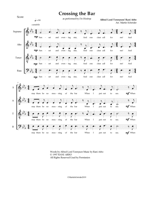 Crossing The Bar Rani Arbo Choral Arrangement For Mixed Choir Satb By Martin Schrder Page 2