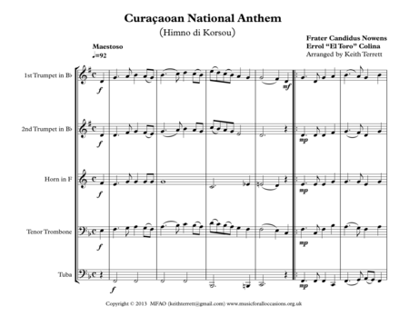 Curaao National Anthem For Brass Quintet Page 2