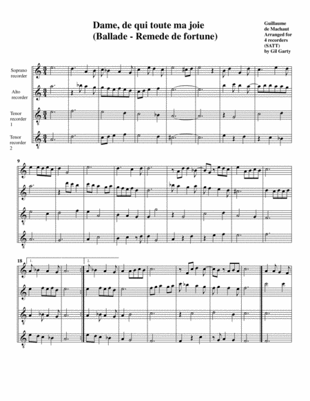 Dame De Qui Toute Ma Joie Arrangement For 4 Recorders Page 2