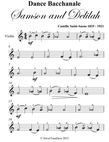 Dance Bacchanale Samson And Delilah Easy Violin Sheet Music Page 2