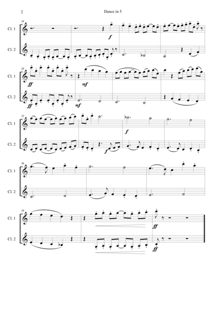 Dance In 5 For 2 Clarinets Page 2