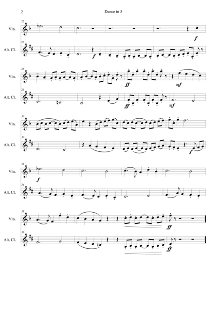 Dance In 5 For Violin And Alto Clarinet Page 2