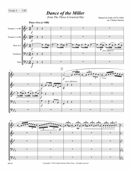 Dance Of The Miller From The Three Cornered Hat For Brass Quintet Page 2