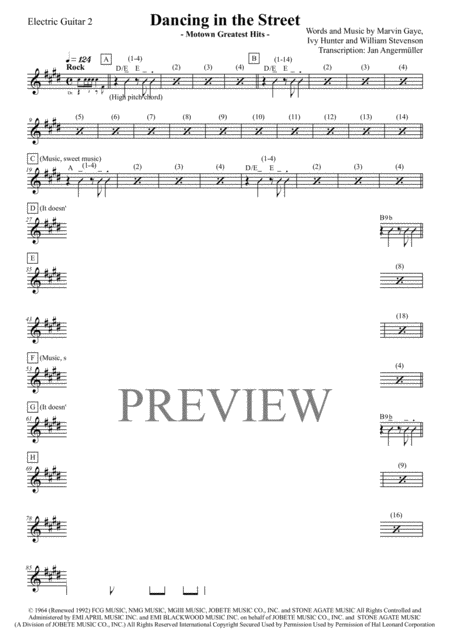 Dancing In The Street E Guitar 1 And 2 Transcription Of The Parts From The Original Matha And The Vandellas Motown Recording Page 2