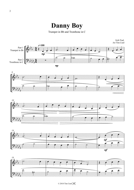 Danny Boy Duet For Trumpet And Trombone Page 2