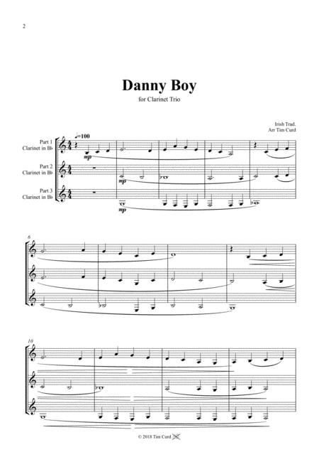 Danny Boy For Clarinet Trio Page 2