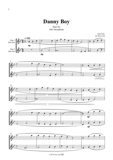 Danny Boy For Saxophone Duet Page 2