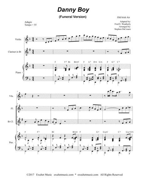 Danny Boy Funeral Version Duet For Flute And Bb Clarinet Page 2