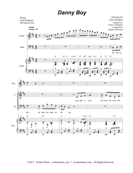 Danny Boy Funeral Version Duet For Tenor And Bass Solo Page 2