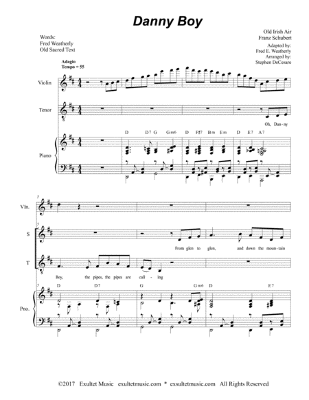 Danny Boy Funeral Version For 2 Part Choir Soprano Tenor Page 2
