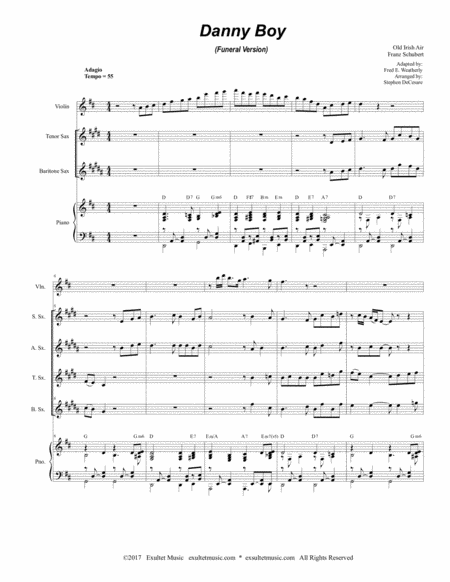 Danny Boy Funeral Version For Saxophone Quartet Page 2