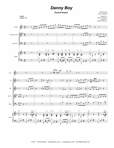Danny Boy Funeral Version For Woodwind Quartet Page 2