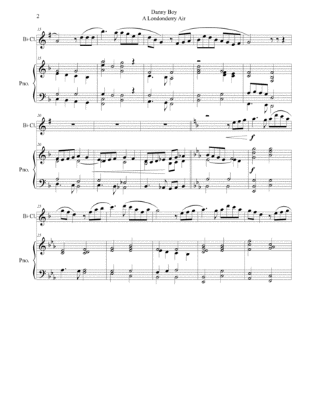 Danny Boy Londonderry Air For Intemmediate Clarinet And Piano Page 2