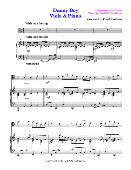 Danny Boy Piano Background For Viola And Piano Page 2