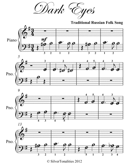 Dark Eyes Beginner Piano Sheet Music Page 2
