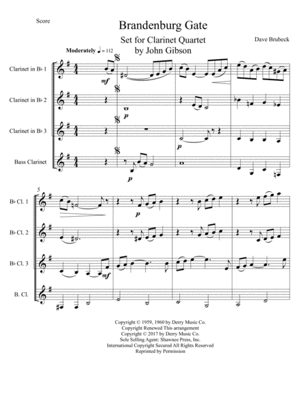 Dave Brubeck Brandenburg Gate 4 Clarinets Page 2