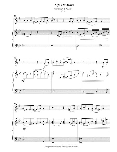 David Bowie Life On Mars For Alto Sax Piano Page 2