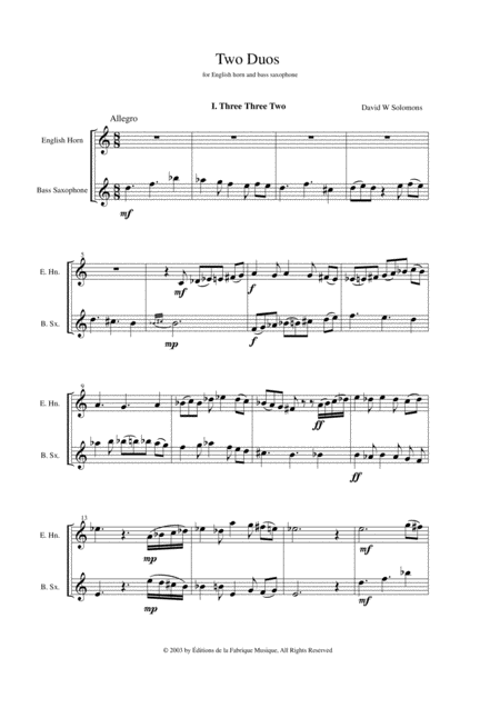 David W Solomons Two Duos For English Horn And Bass Saxophone Page 2