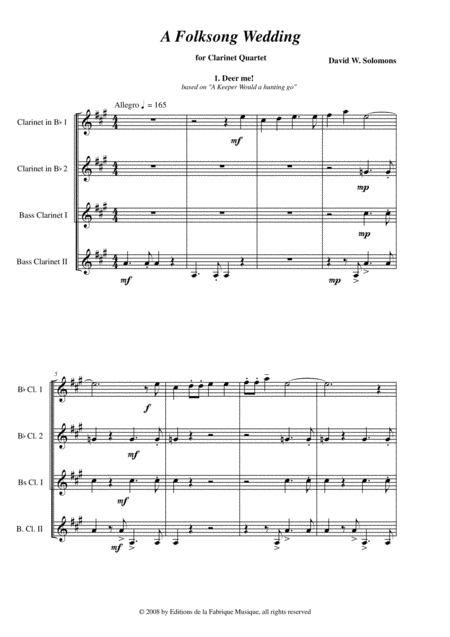 David Warin Solomons A Folksong Wedding For Clarinet Quartet 2 Bb Clarinets 2 Bb Bass Clarinets Page 2