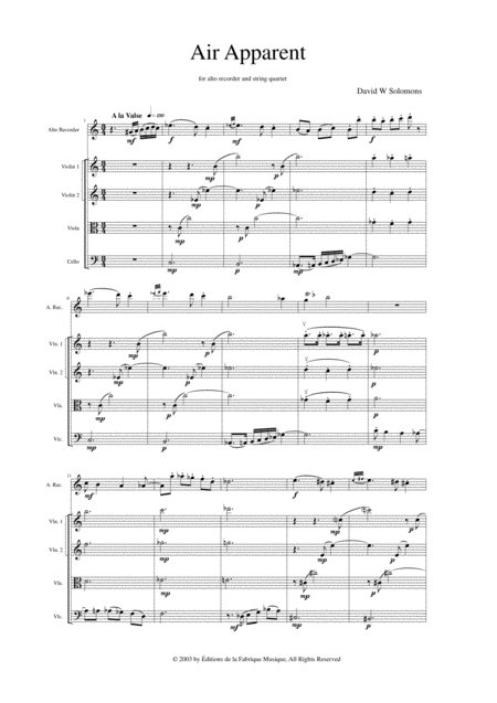 David Warin Solomons Air Apparent For Alto Recorder And String Quartet Page 2